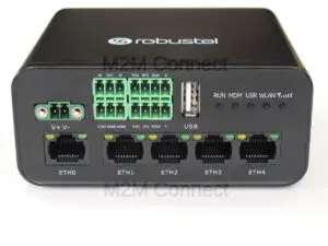 Image or Robustel R1520 Router with 4 LAN, Wi-Fi, Serial interfaces plus GPS receiver and analog plus digital General purpose input and outputs.