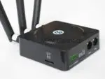 Image of the side of Robustel R1510 4G/LTE Wireless Router with twin Ethernet plus Wi-Fi LAN Connectivity showing SIM card slot